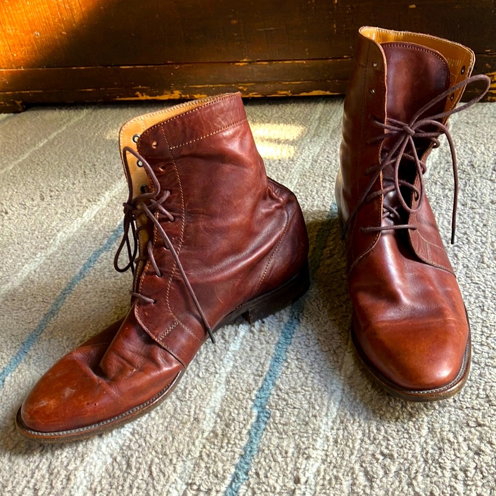 Vintage Ralph Lauren Oxblood Lace Up Leather Ankle Boot